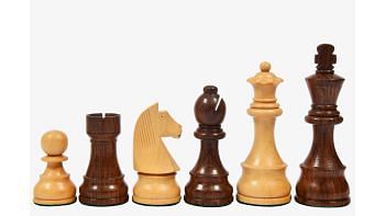 Tournament Series Staunton Chess Pieces with German Knight in Sheesham & Box Wood - 3.75" King