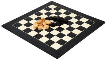 Wooden Checkers / Draught Set in Stained Dyed Boxwood & Natural Box wood - 35mm