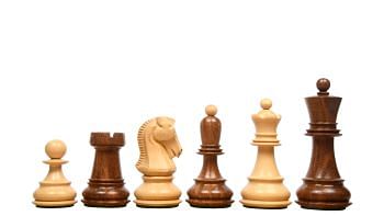 1950 Reproduced Dubrovnik Bobby Fischer Chessmen Version 3.0 in Sheesham/Box Wood - 3.75" King