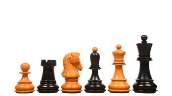 1950 Reproduced Dubrovnik Bobby Fischer Chessmen Version 3.0 in Ebonized & Antiqued boxwood - 3.7" King