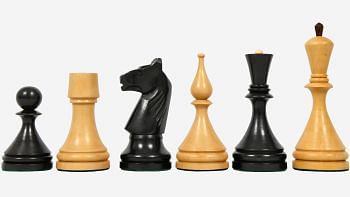 Reproduced 1961 Soviet Championship Baku Chess Pieces in Ebonized / Box wood - 4.05 King
