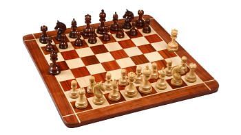 Combo of Indian Chetak II Customized Staunton Chess Set in Bud Rose / Box Wood with Bud Rosewood Chess Board - 4.2" King
