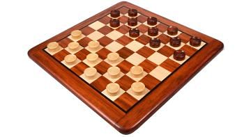 Wooden Checkers / Draught Set in Bud Rose Wood & Box wood - 35mm