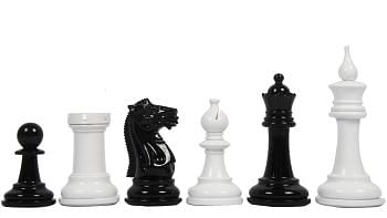 Slightly Imperfect Reproduced Chess Set in Black Painted & White Painted Wood - 4” King