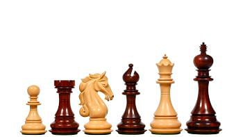 The Shera Series Staunton Triple Weighted Chess Pieces V2.0 in Bud Rose / Box Wood - 4.5" King