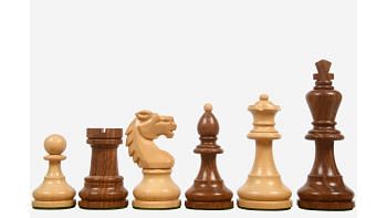 Reproduced Vintage 1950's Circa Bohemia Staunton Series German Chess Pieces in Sheesham & Box Wood - 3.89" King 