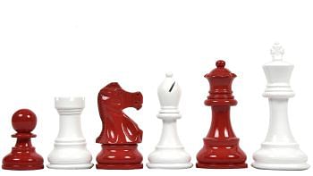  Slightly Imperfect The CB Grandmaster Staunton Series Chess Pieces Painted in Red and White color - 3.75" King