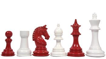 Slightly Imperfect Indian Staunton Chess Pieces in Painted Wood and Painted Box Wood - 4.2" King