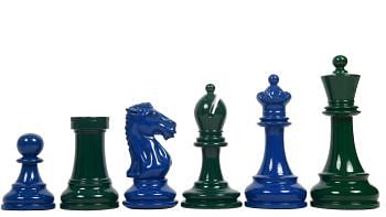 Slightly Imperfect Series Chess Pieces in Blue Painted & Green Painted Wood - 4.0" King