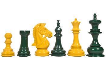 Slightly Imperfect Series Chess Pieces in Yellow Painted & Green Painted Wood - 4.2" King