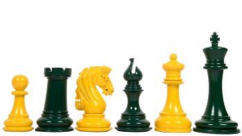 Slightly Imperfect Series Chess Pieces in Green Painted & Yellow Painted Wood - 4.3" King