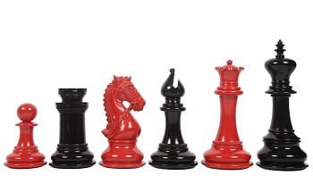 Slightly Imperfect Series Chess Pieces in Black Painted & Red Painted Wood - 4.4" King