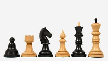 The Issac Lipnitsky 1946 Berlin Tournament Reproduced Chessmen in Ebonized Boxwood - 4.0" King