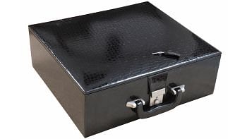 Leatherette Chess Set Coffer Storage Box with Hi-Gloss Crocodile Pattern Finish for 4.2" - 4.7" Pieces