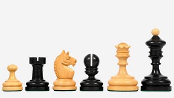 Reproduced Vintage 1930 Knubbel Analysis Chess Pieces in Ebonized and Natural Boxwood - 3" King 