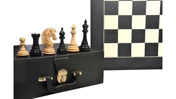 Ruffian American Series Chess Pieces in Ebony/Boxwood - 4.8" King with Board & Box
