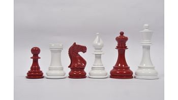 Slightly Imperfect Chess Pieces in Red Painted & White Painted Boxwood- 4.0" King