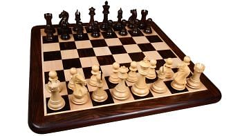 Fierce Knight Series Chess Pieces in Rosewood & Boxwood with Board- 4.1" King