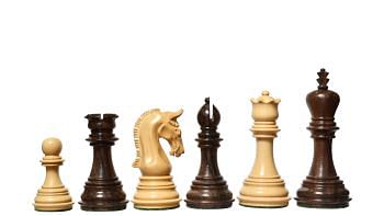The New Imperial Weighted Staunton Chess Pieces in Rosewood and Boxwood - 3.75" King