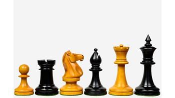 IMPROVED Repro 1904 Cambridge Springs International Tournament Chess Pieces in Ebonized & Antiqued Boxwood - 4" King