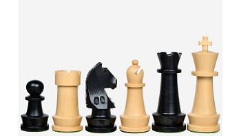 The Championship Series Staunton Chess Pieces in Ebonized Boxwood & Natural Boxwood - 3.75" King