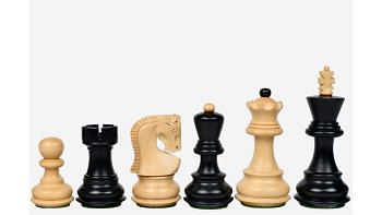 Traditional Russian Zagreb Weighted Chess Pieces in Ebonized Boxwood & Natural Boxwood - 3.1" King