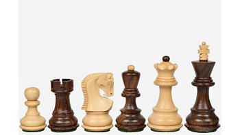 Traditional Russian Zagreb Wooden Chess Pieces in Sheesham & Natural Boxwood - 3.1" King