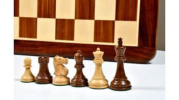 1972 Repro Fischer-Spassky Pattern Chess Set V2.0 & Board in Sheesham/Boxwood - 3.75" King