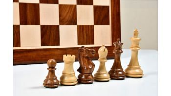 Desert Gold Chess Set in Sheesham & Boxwood with Wooden Board - 4.0" King