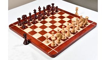 American Adios Luxury Chess Set with Board in Bud Rose/Boxwood - 4.4" King 