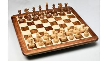 1961 Soviet Championship Chess Pieces in Sheesham/Boxwood With Board & Box- 4” King
