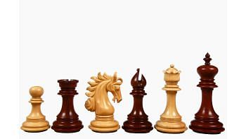 The Arabian Knight Series Artisan Staunton Chess Pieces in Bud Rose & Box Wood - 4.2" King