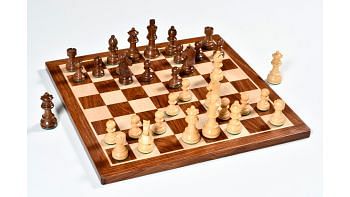 Tournament Chess Pieces Set German Knight in Sheesham(Golden Rosewood) & Box Wood - 3" King with Wooden Chess board