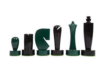 Berliner Series Modern Minimalist Chess Pieces in Green and Black Painted Box Wood - 3.7" King