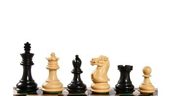 The Collector Series Handcarved Staunton Chess Pieces in Ebonized Boxwood & Natural Boxwood - 2.6" King