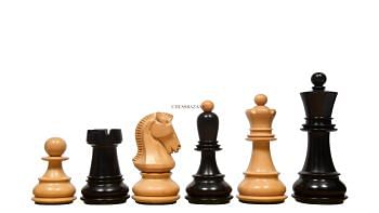 1950 Reproduced Dubrovnik Bobby Fischer Chessmen Version 3.0 in Ebony Wood/Box Wood - 3.75" King