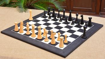 Minimalist Hermann Ohme Chess Set in Dyed/Boxwood &  Maple Board - 3.75" King