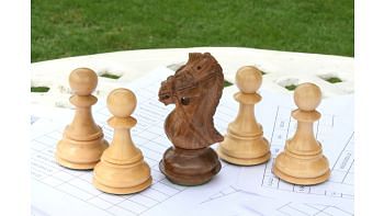Combo of Knight & Pawns Chess Pieces in Sheesham & Box Wood - 4.52" Knight.