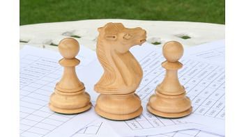 Combo of Knight & Pawns Pieces in Box Wood - 4.52" Knight.