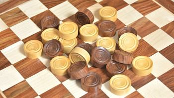 Wooden Checkers / Draught Set in Sheesham & Box wood - 35mm
