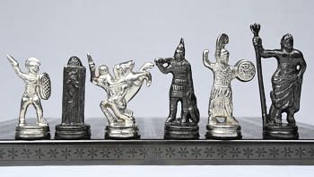 The Alexander Series Brass Chess Pieces With Collectible Premium Chess Board in Shiny Black & Silver Color