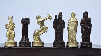 Solid Brass Chess Pieces With Collectible Premium Chess Board in Shiny Brown & Gold Color