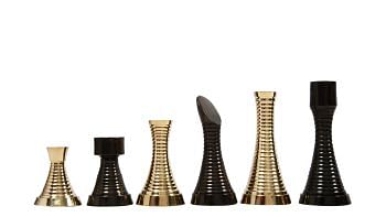 Heavy Weighted Brass Metal 32 Chess Pieces in Shiny Golden and Black Color Chess Set - 3.1" King