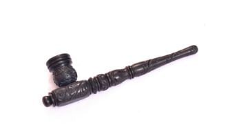 Handcarved Cellectible Briar Ebony Wood Carved Smoking 7.8" Pipe - W