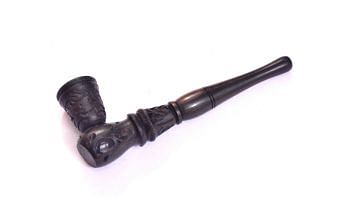 SA340 Briar Carved Ebony Wood Smoking Pipe 5"