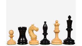 1935 Botvinnik Flohr Reproduced Soviet Chess Pieces in Ebony / Box Wood - 4" King 
