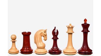 The CB Red Rum Luxury Staunton Series Chess Pieces in Bud Rose / Box Wood - 4.4" King