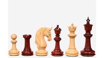 CB Blackburne (Joseph Henry) Edition Luxury Chess Pieces in Bud Rosewood & Box Wood - 4.3" King with Extra Queens