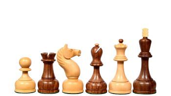 The 1961 Soviet Championship Weighted Wooden Chess Pieces in Sheesham & Boxwood - 4” King