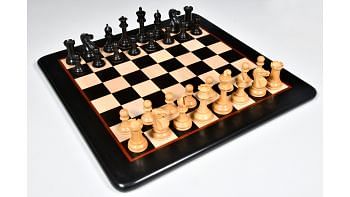 The Staunton Series (Jaques Pattern) Chess Set in Ebony & Boxwood with Board - 3.4" King